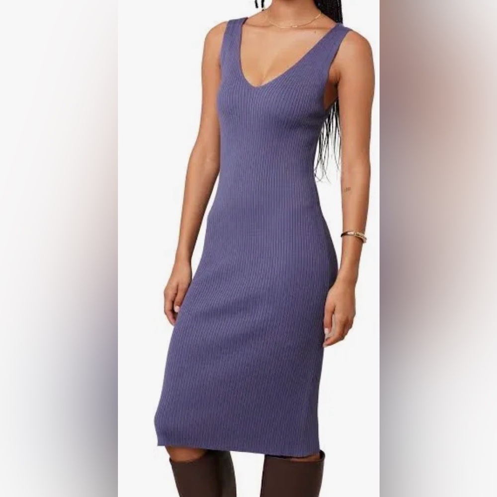 Devotion by Cyrus Blue/Purple V-Neck Sweater Dress